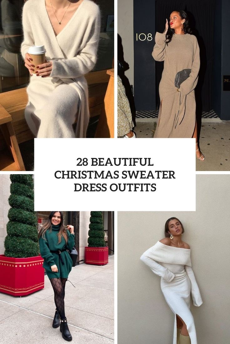 28 Beautiful Christmas Sweater Dress Outfits