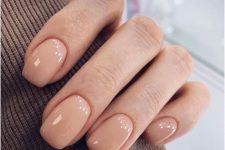 05 perfect delicate glossy nude nails will match any outfit you like and will be always actual