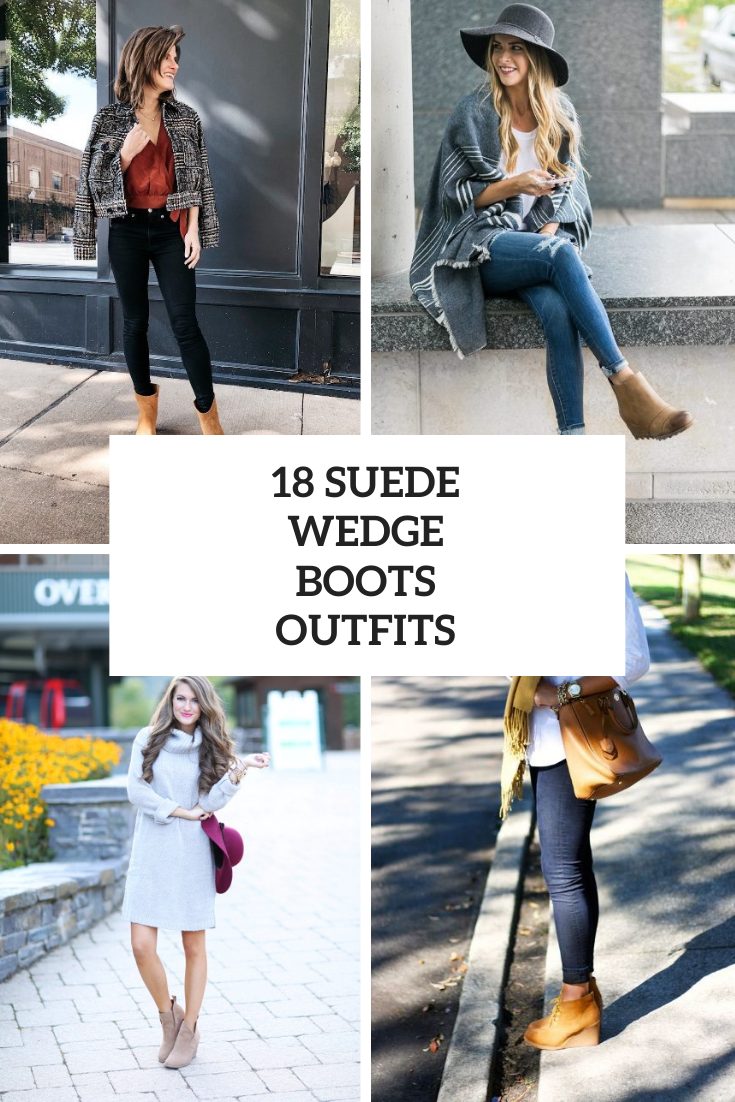 Looks With Suede Wedge Boots