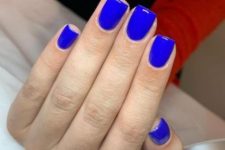 21 gorgeous bright blue nails of a square shape are a super trendy and edgy solution for a bold look