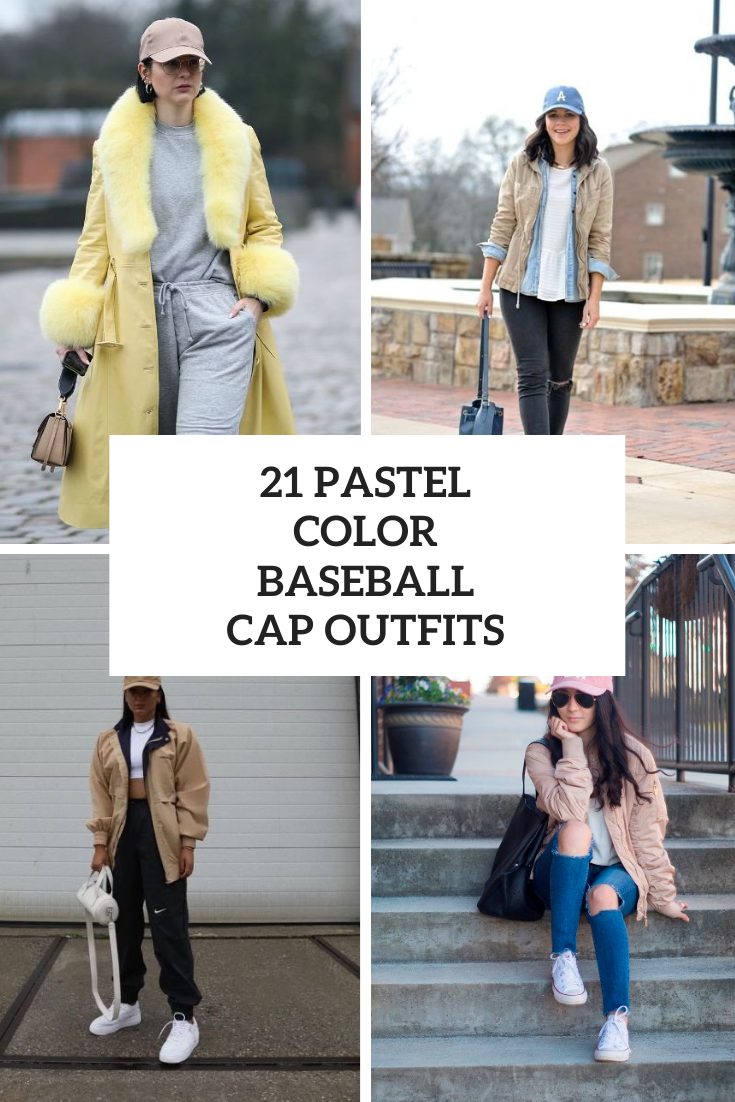 21 Women Outfits With Pastel Colored Baseball Caps