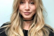 33 chic and lovely long wavy locks with shaggy bangs show off a beautiful and expensive blonde tone