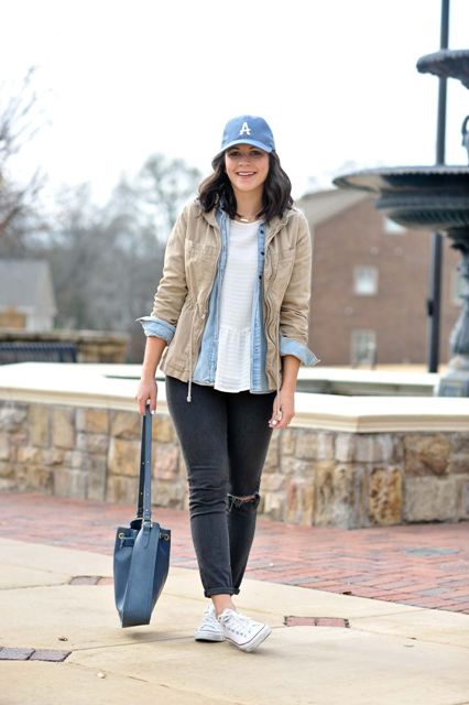 womens beige cap outfit