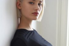 a simple icy blonde sleek boy bob is a very trendy and chic idea to look fashionable right now