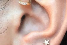 21 chic glam ear styling with a stacked lobe piercing and a single hoop in the forward helix is a very cool idea to rock