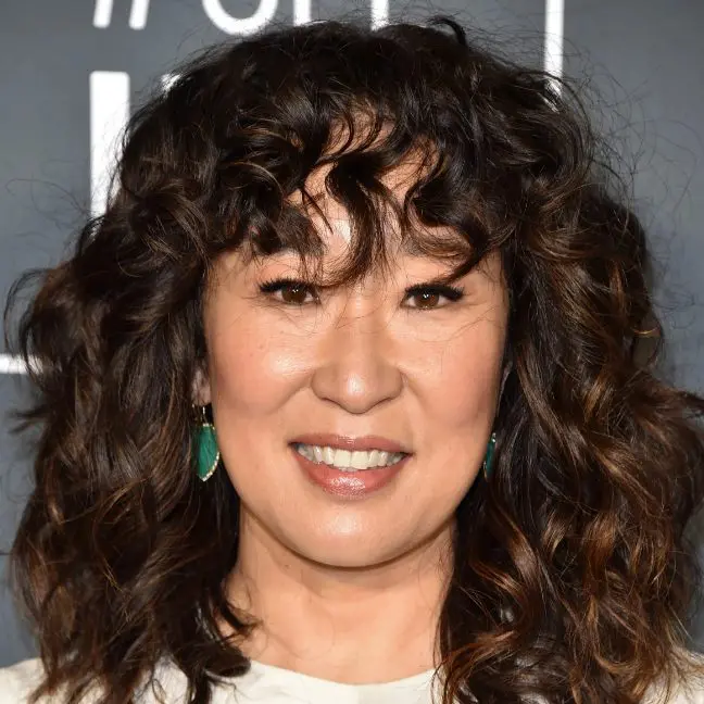 Sandra Oh's curly shag cut framing the face creates a great soft movement from the length of her bangs to the length of the hair