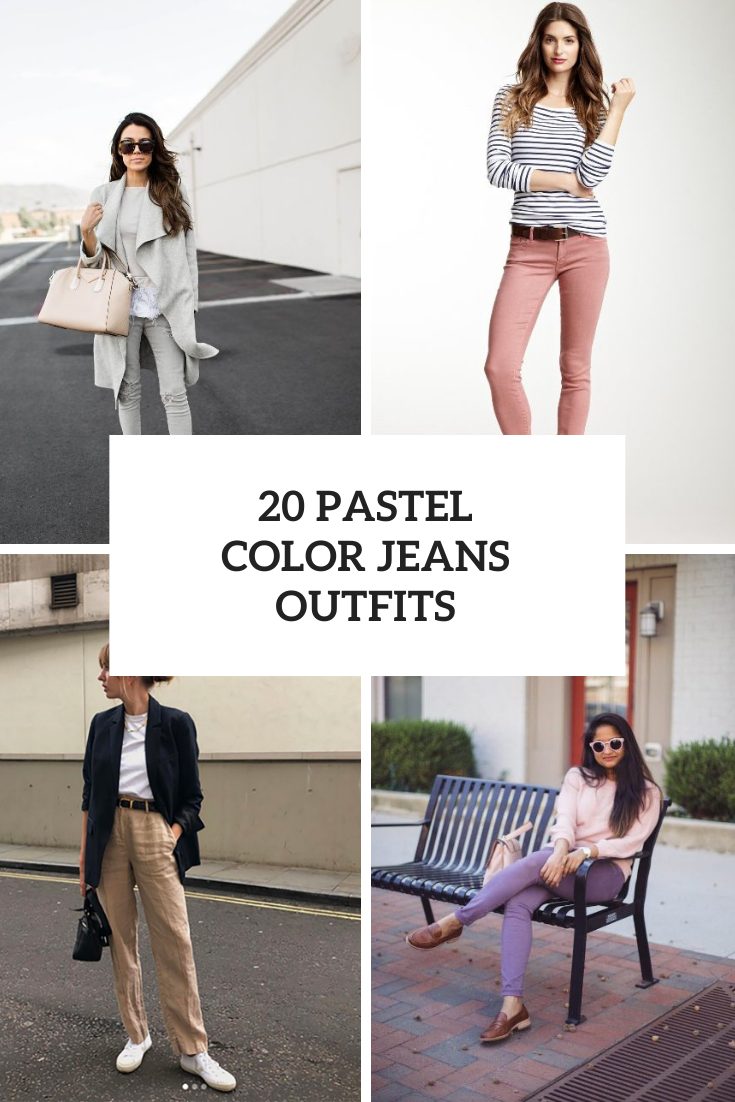 20 Outfits With Pastel Colored Jeans For Ladies