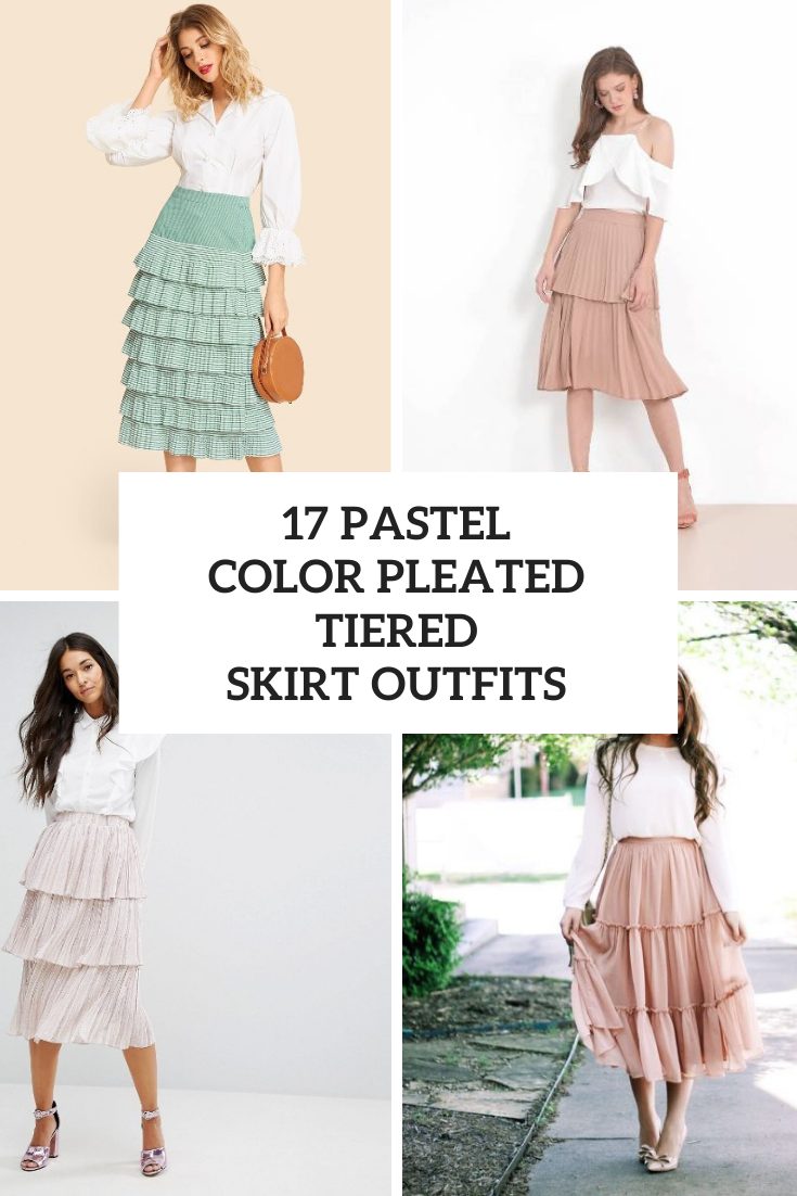 Outfits With Pastel Colored Pleated Tiered Skirts