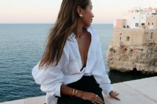 a cute vacation look with a white shirt
