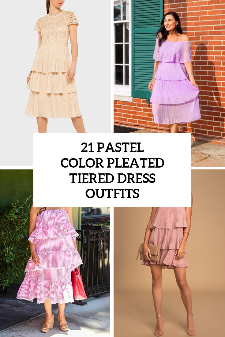 Looks With Pastel Colored Pleated Tiered Dresses