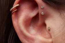 a multiple piercing idea with hoops and studs
