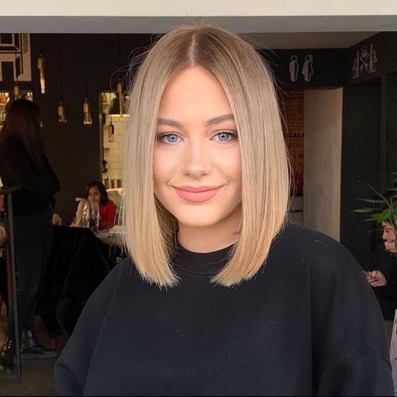 a beautiful bronde liquid long bob with central parting is a lovely idea with a delicate hair color