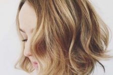 a textural layered light brown bob with classy Hollywood waves is a beautiful idea for a romantic person