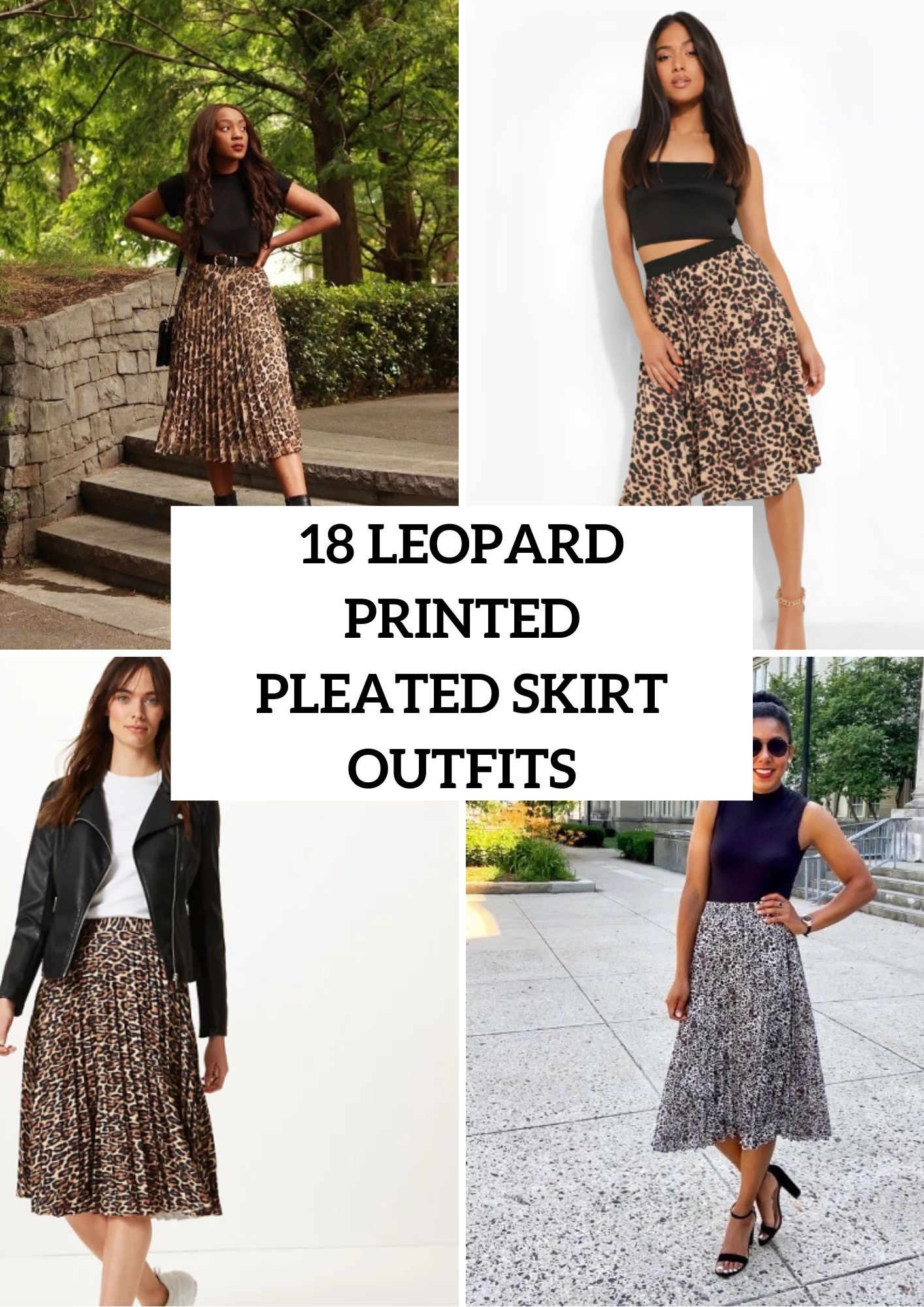 Outfits With Leopard Printed Pleated Skirts