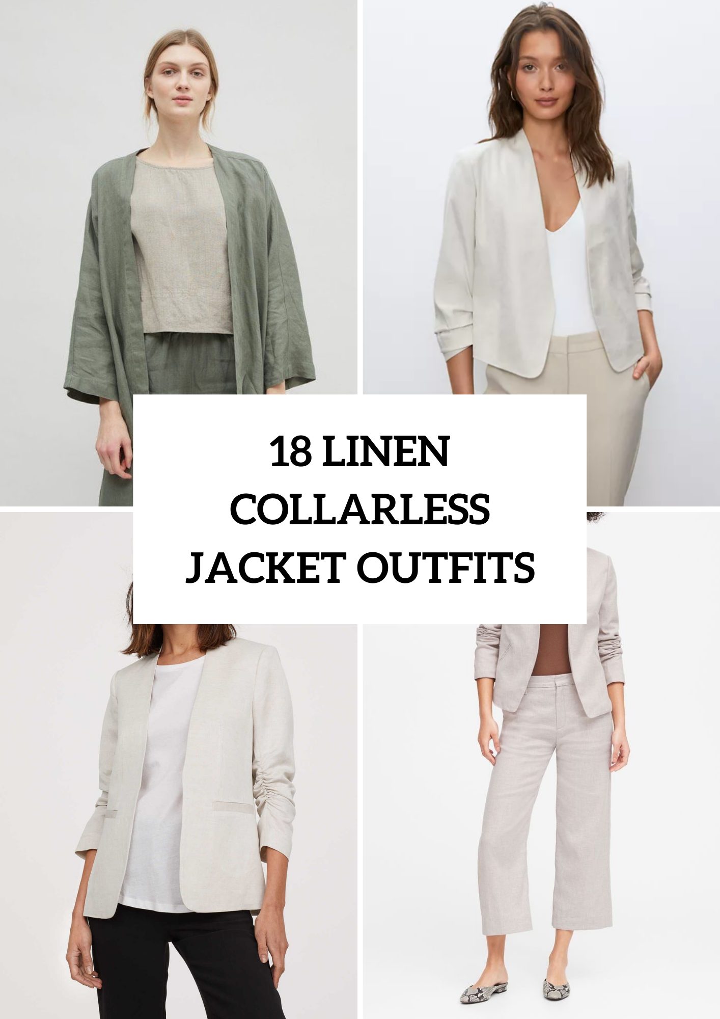 Outfits With Linen Collarless Jackets