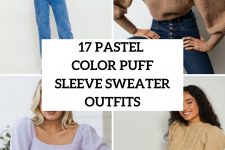 17 Looks With Pastel Color Puff Sleeved Sweaters
