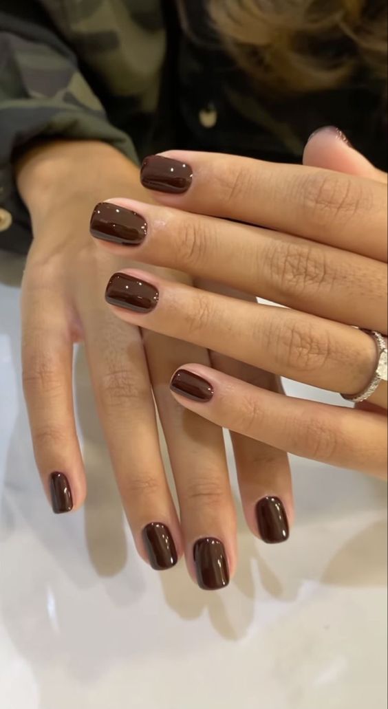 a super elegant and chic brown manicure is a trendy idea, brown is the new burgundy for the fall