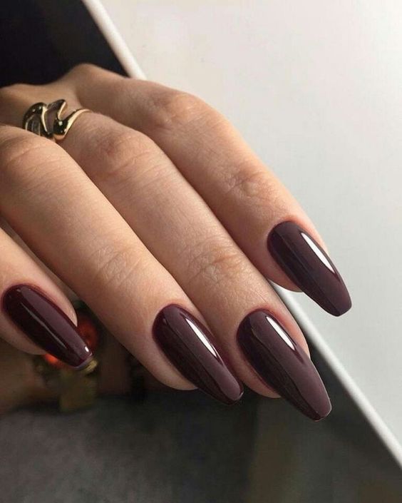 fab rich brown long nails are amazing for the fall, this beautiful shade is a fantastic idea for basic or bold flal outfits