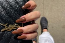 22 long rich choco nails are always a great idea for the fall, they look chic and extremely beautiful