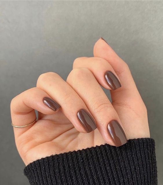 stylish chocolate brown nails are always a good idea for the fall, this is a rich and trendy fall tone
