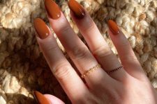 31 a beautiful and saturated rust-colored manicure is a beautiful idea for the fall, it will be always actual