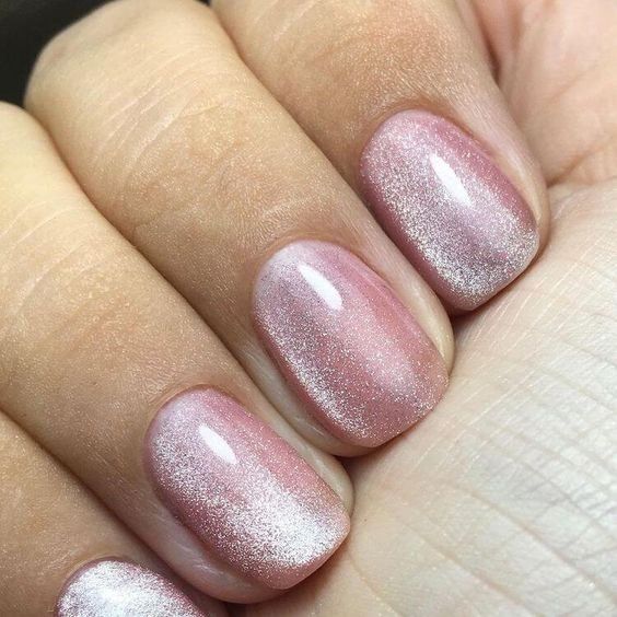 a dusty pink velvet manicure is a beautiful idea for adding a girlish touch to the look, they look beautiful