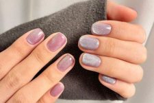 lilac and mauve velvet nails are a great idea to rock them – mismatching nail colors are amazing for wearing