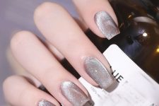 long silver velvet nails are adorable and very chic, they will add a touch of glam and chic to the look