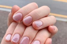 short pink velvet nails are adorable for anytime, this is nude classics that gets a fresh take