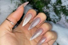 silver velvet coffin nails are adorable for rocking them in winter adding a bit of winter magic to your look