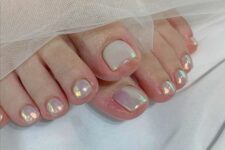 02 holographic toe nails are a fresh take on neutrals that will add a touch of shine and just a bit of color to your look