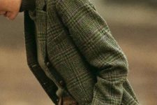 With brown tweed trousers