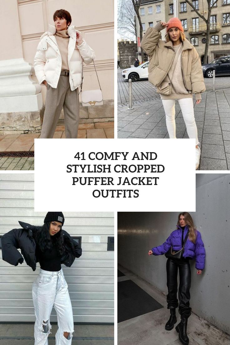 comfy and stylish cropped puffer jacket outfits cover