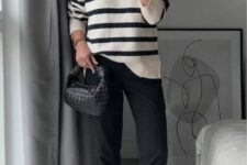 a lovely work look with a striped sweater