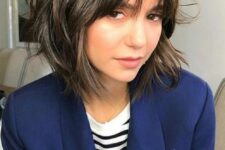 16 a short dark chestnut shaggy bob with texture and fringe is a cool idea if you want that French chic