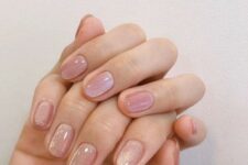 29 a lovely and chic blush velvet manicure is a lovely idea for any occasion, with a catchy touch to your look