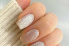 32 pearl velvet nails are a beautiful and chic idea for adding a girlish touch to the look, they look shiny and stylish
