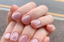 33 short pink velvet nails are adorable for anytime, this is nude classics that gets a fresh take