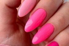 37 an ombre pink Barbiecore-themed manicure is a catchy idea if you love the color
