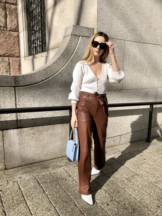 Leather Look Tailored Straight Fit Trousers | boohoo