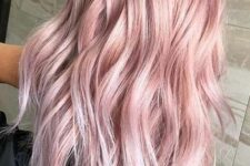 lovely long peachy rose gold wavy hair is a fantastic and very romantic idea for a girl with light-colored hair