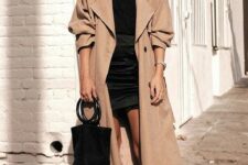 a classic beige midi trench with black buttons always works for most of spring or fall looks