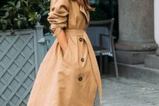 an oversized tan double-breasted midi trench is a classic idea that won’t go out of style and will look awesome