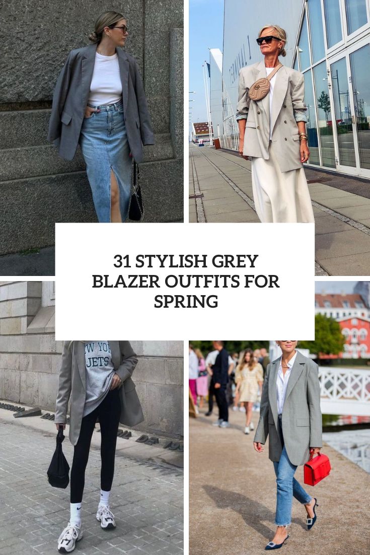 stylish grey blazer outfits for spring cover