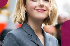 a blonde choppy bob with a messy side part is a cool idea for fine hair, if you want, you may add some bangs, too