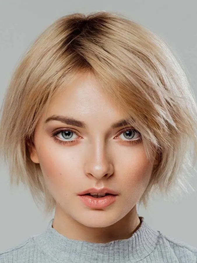 edgy choppy layers and a fringe that gently frames up your face will create the needed harmony