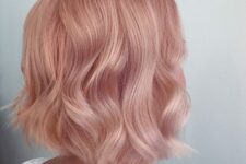 08 a fantastic rose gold bob with waves is a catchy solution with a trendy shade of pink
