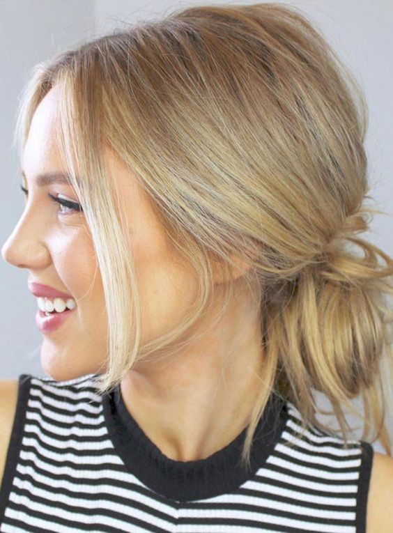 a messy low bun with some locks down and a messy bump on top is a cool solution you can realize fast