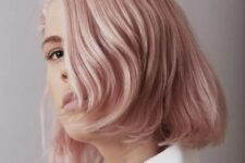 12 a millennial pink short bob with curved ends is a chic and lovely idea, both edgy and timelessly elegant