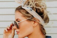 16 give a messy look to your high bun and add a silky accessory for an accent